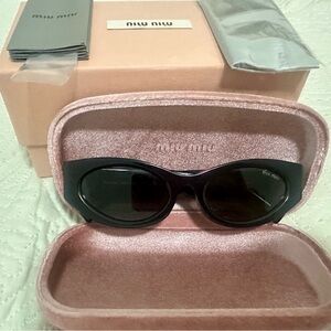 Miu Miu Black Cat-Eye Sunglasses with Dark Lenses